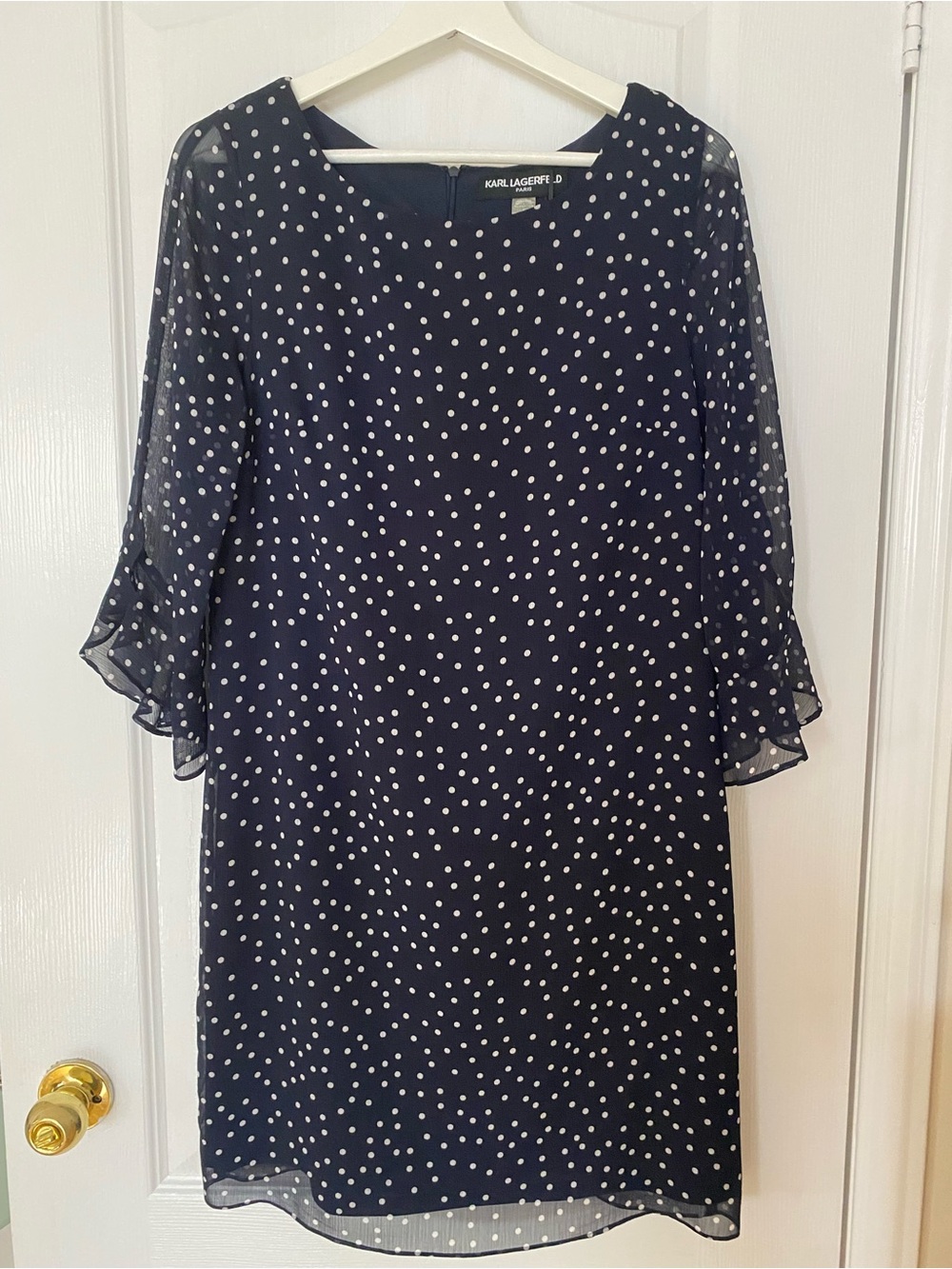 Karl Lagerfeld Navy Blue Polka Dot Mini Skirt